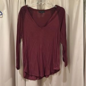 Sanctuary Wine Colored V Neck Shirt